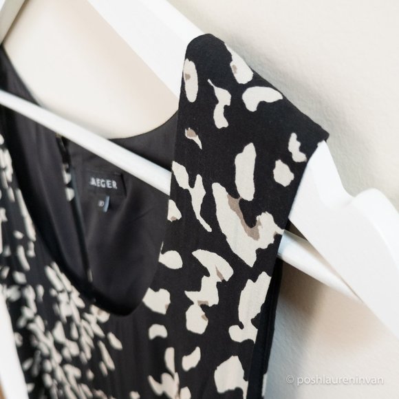 Jaeger Sleeveless Shift Dress – Black / White Floral Print – US 6 - Picture 13 of 16